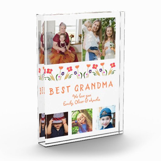 Cute Best Grandma Flowers Floral Family Fotoblokken (Links)