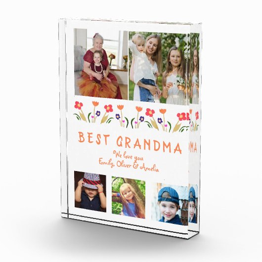 Cute Best Grandma Flowers Floral Family Fotoblokken (Rechts)