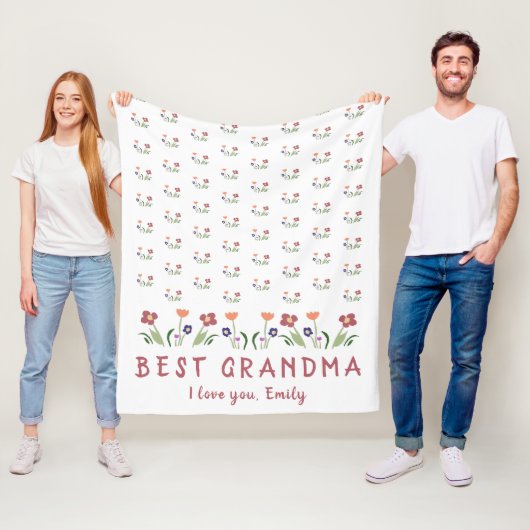 Cute Best Grandma Flowers Moederdag Fleece Deken (In situ)