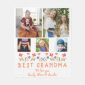 Cute Best Grandma Flowers Photo Collage Fleece Deken (Voorkant)