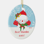 Cute Best Grandma Snowman Kerstversier Keramisch Ornament (Rechts)