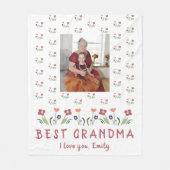 Cute Best Grandmama Flowers Moederdag Foto Fleece Deken (Voorkant)