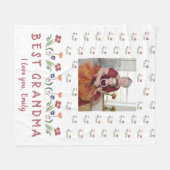 Cute Best Grandmama Flowers Moederdag Foto Fleece Deken (Voorkant (Horizontaal))