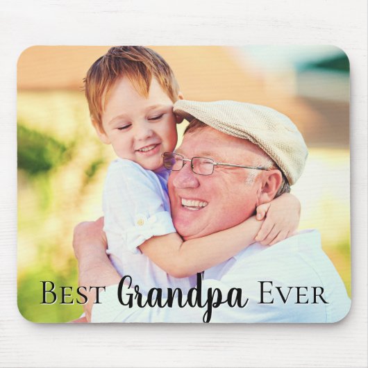 Cute Best Grandpa Poppen Dad Ever Photo Muismat (Voorkant)