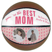Cute Best mam Roze Heart 2 Foto Collage Basketbal (Voorkant)