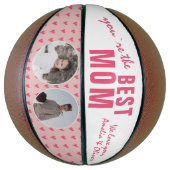 Cute Best mam Roze Heart 2 Foto Collage Basketbal (Verticaal)
