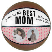 Cute Best mam Roze Heart 2 Foto Collage Basketbal (Voorkant)
