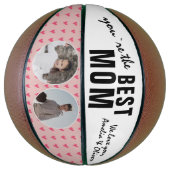 Cute Best mam Roze Heart 2 Foto Collage Basketbal (Verticaal)