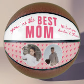 Cute Best mam Roze Heart 2 Foto Collage Basketbal