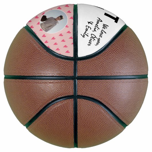 Cute Best mam Roze Heart 3 Foto Collage Basketbal (Rechts)