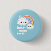 Cute Best mama Rainbow Clouds Ronde Button 3,2 Cm (Voorkant)