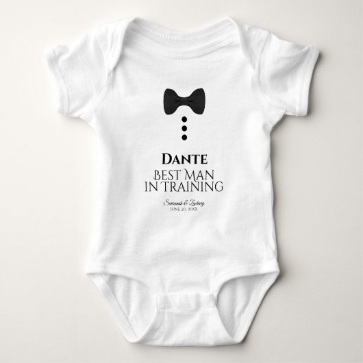 Cute Best Man in Training Black Stropdas Wedding Romper (Voorkant)