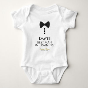 Cute Best Man in Training Black Stropdas Wedding Romper