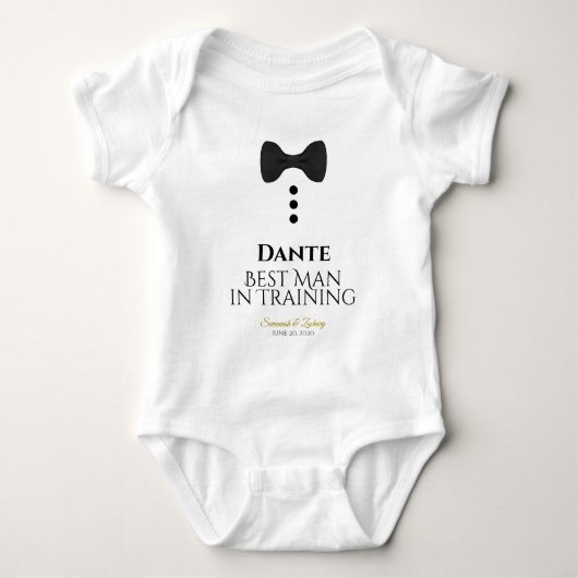 Cute Best Man in Training Black Stropdas Wedding Romper (Voorkant)