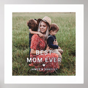 Cute BEST MOM EVER Heart Moederdag Photo Folie Afdrukken