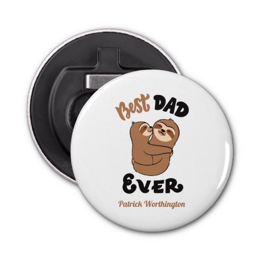 Cute Best Pap Ever Sloth Button Flesopener (Voorkant)