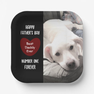 Cute Best Papa ever Puppy Dog Red Heart 1 Foto Papieren Bordje