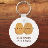 Cute Best Spuds Best Buds Funny Potates Pun Sleutelhanger (Voorkant)