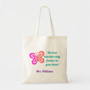 Cute Best Teacher Butterfly Quote  Monogram Tote Bag