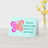 Cute Best Teacher Quote Custom Butterfly Blauwgroe Kaart (Gele Bloem)
