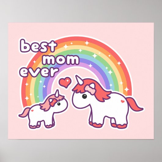 Cute Best Unicorn Mam Ever Poster (Voorkant)