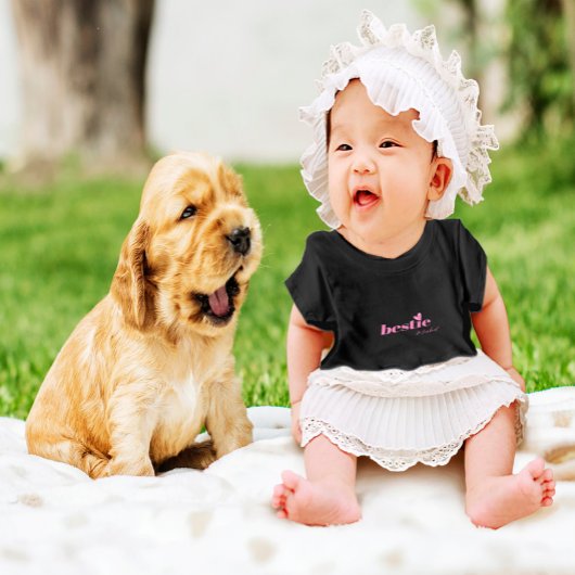 Cute Bestie Baby Meisje Hart Ontwerp Roze Baby T-S