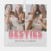 Cute Besties Beste vrienden Kerstmis Foto Glas Ornament (Voorkant)