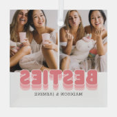 Cute Besties Beste vrienden Kerstmis Foto Glas Ornament (Achterkant)