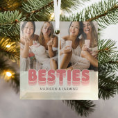 Cute Besties Beste vrienden Kerstmis Foto Glas Ornament
