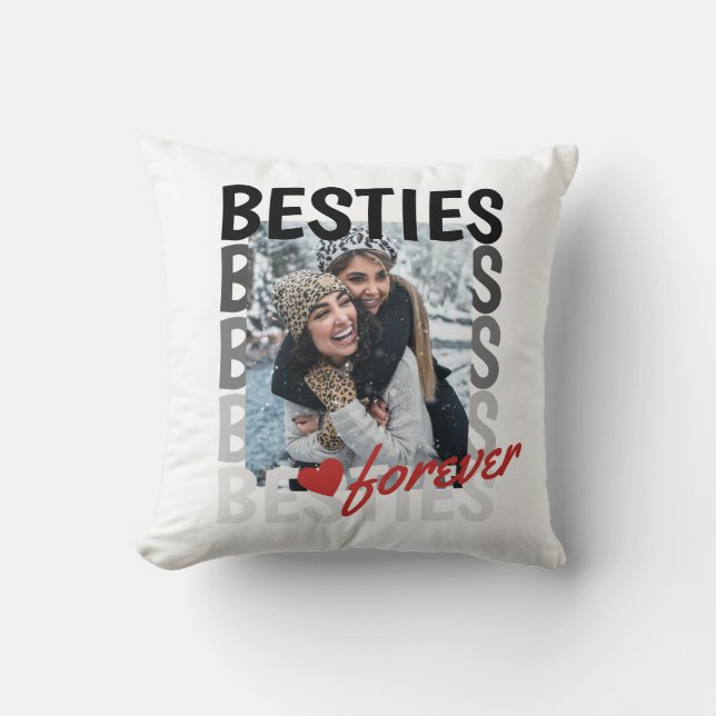 Cute Besties Forever Typografie Aandenken Kussen (Voorkant)