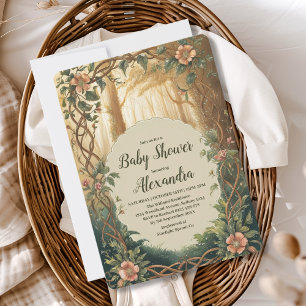 Cute Betoverde Bos Baby Shower Kaart
