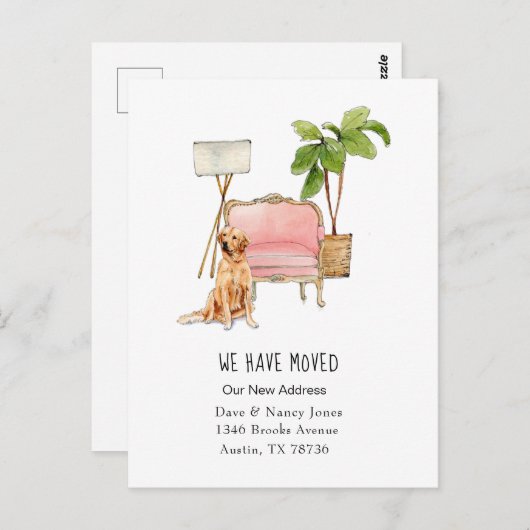 Cute "bewogen met Briefkaart van de bewegende hond (Voorkant / Achterkant)