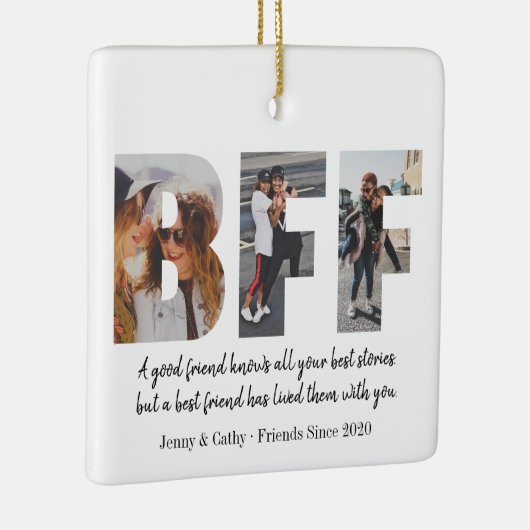 Cute BFF 3 Photo Collage Best Friend Besties Quote Keramisch Ornament (Rechts)