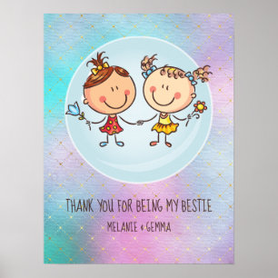 Cute BFF Beste Vriendinnen Kawaii Cadeaus voor Mei Poster