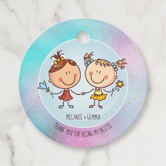 Cute BFF Besties Kawaii Cadeaus voor Meisjes Vrien Bedankjes Labels (Voorkant)