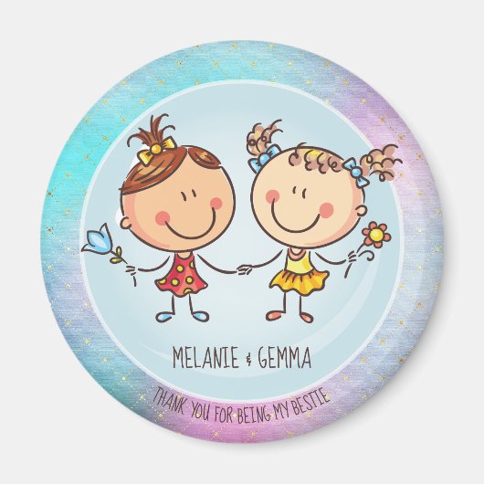 Cute BFF Besties Kawaii Cadeaus voor Meisjes Vrien Magneet (Voorkant)