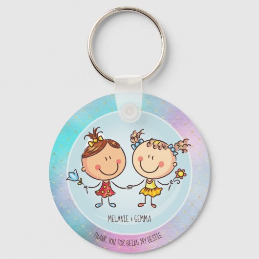 Cute BFF Besties Kawaii Cadeaus voor Meisjes Vrien Sleutelhanger (Voorkant)