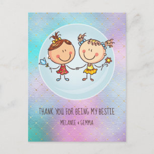Cute BFF Besties Kawaii Gifts for Girls Friends Briefkaart