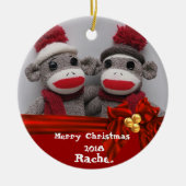 CUTE BFF Sock Monkey ROUND Ornament 2018 (Voorkant)