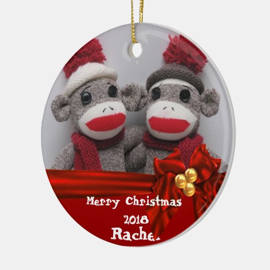 CUTE BFF Sock Monkey ROUND Ornament 2018 (Links)