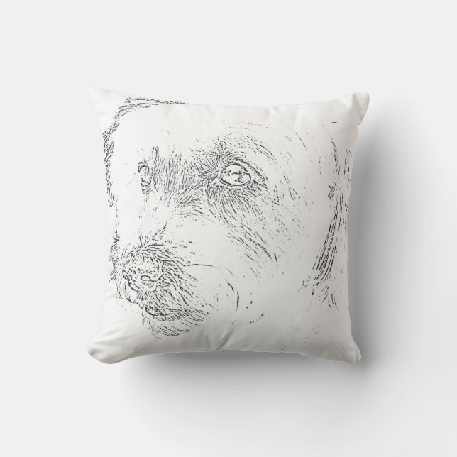 Cute Bichon Dog Face Sketch Favoriete Breedte Kussen (Voorkant)