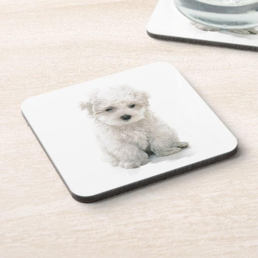 Cute Bichon Frise Cork Onderzetters (Linkerzijde)