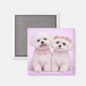 Cute Bichon Frise Couple Valentine Illustration Magneet (Voorkant / Achterkant)