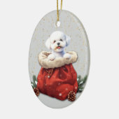 Cute Bichon Frise Dog Christmas Gift Bag Keramisch Ornament (Links)