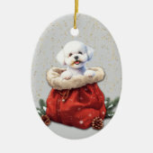 Cute Bichon Frise Dog Christmas Gift Bag Keramisch Ornament (Voorkant)