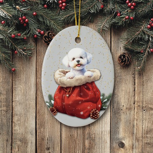Cute Bichon Frise Dog Christmas Gift Bag Keramisch Ornament