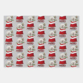 Cute Bichon Frise Dog in Holiday Gift Bag Inpakpapier Vel (Voorkant 2)