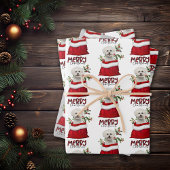 Cute Bichon Frise Dog in Holiday Gift Bag Inpakpapier Vel