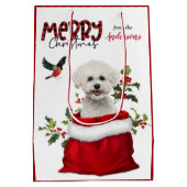 Cute Bichon Frise Dog Kerstmis Medium Cadeauzakje (Achterkant)