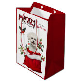 Cute Bichon Frise Dog Kerstmis Medium Cadeauzakje (Achterkant Gekanteld)